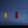 Traditional Chinese Lanterns In Red And Yellow With Classic Frame Designs