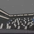 Modern Cinema Interior With Tiered Seats Ambient Lighting And Projector Screen