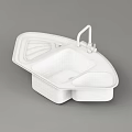 Practical White Double Bowl Ceramic Kitchen Sink With Faucet And Drainboard
