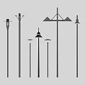 Various Outdoor Pole Lights With Different Designs For Exterior Illumination 3d model