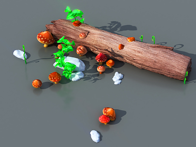 Modern Plant Mushroom Dead Tree Grass model