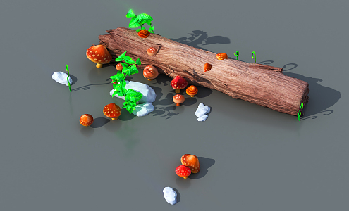 Modern Plant Mushroom Dead Tree Grass 3d model