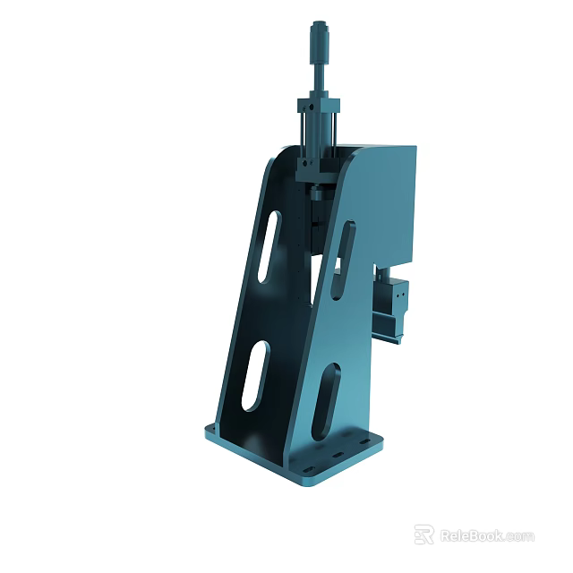Sturdy Industrial Metal Bracket With Vertical Rod And Base Holes Design 3d model 