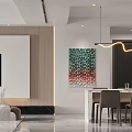 Modern Living And Dining Room Interior With Wine Cabinet Pendant Lights Bar Stools And Sofa