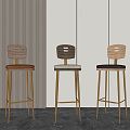 Light Luxury Bar Chair Bar Chair Combination 3d model