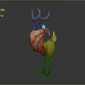 Cartoon Fantasy Game Movie Deer Character With Large Antlers Long Beard And Blue Gem Eyes