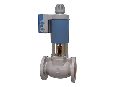 Industrial Control Valve With Electric Actuator Spring Mechanism Flange Connection And Stainless Steel Body 3d model