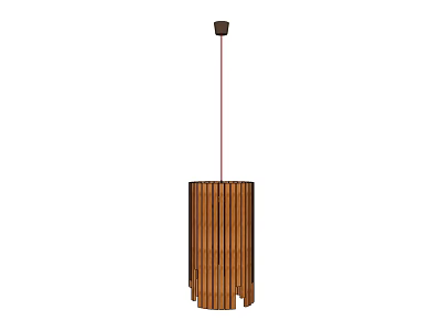 Wooden Cylindrical Pendant Light With Striped Design For Modern Interior Decoration 3d model