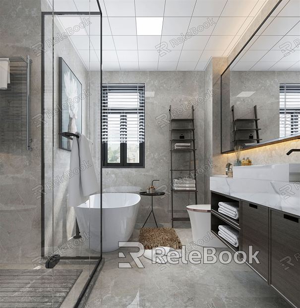 Modern Toilet Toilet Bathroom Hanging Picture Mirror Bathtub Toilet model