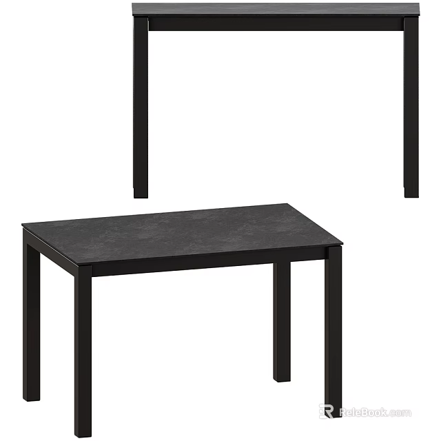 Sleek Black Dining Table With Minimalist Design And Sturdy Support Legs 3d model