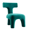Modern Green Velvet Leisure Chair With Unique Curved Back And Legs