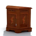 Brown Wooden Storage Cabinet With Floral Pattern Doors And Drawer Design
