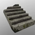 Rough Textured Natural Weathered Stone Stairs With Moss Covered Multiple Outdoor Steps
