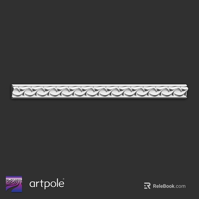 Decorative Long Silver Component With Detailed Continuous Curved Wave Pattern 3d model 