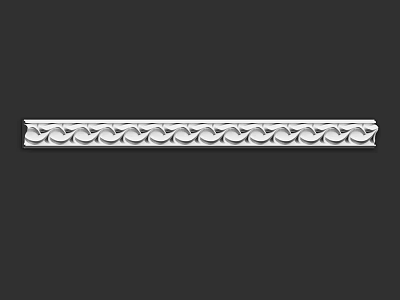 Decorative Long Silver Component With Detailed Continuous Curved Wave Pattern 3d model