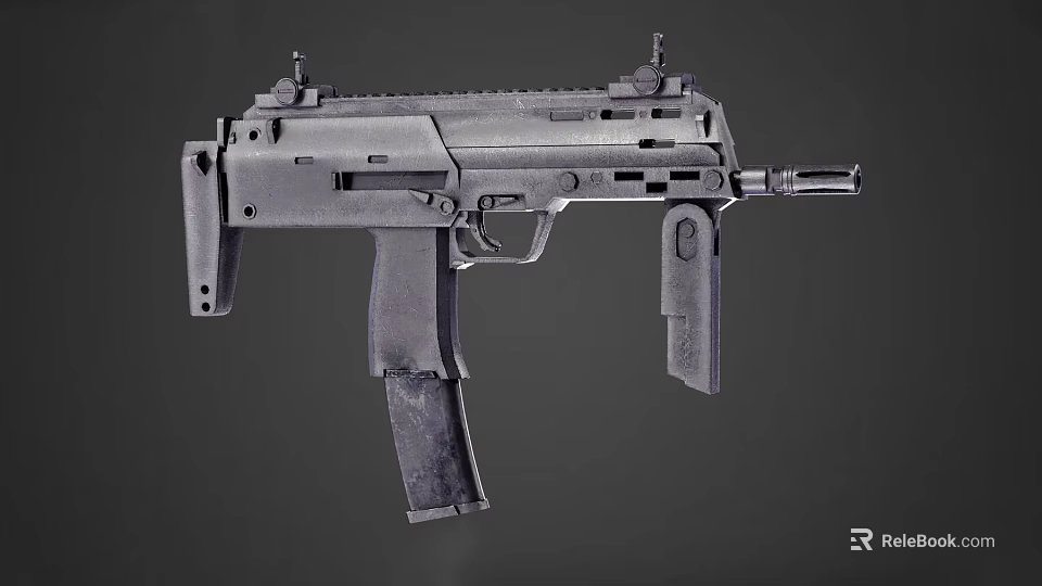 Modern Submachine Gun With Metallic Structure Detachable Magazine Tactical Stock And Scope Mount 3d model 