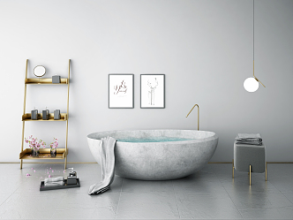 Light Luxury Bathtub & Bathroom Combination 3d model