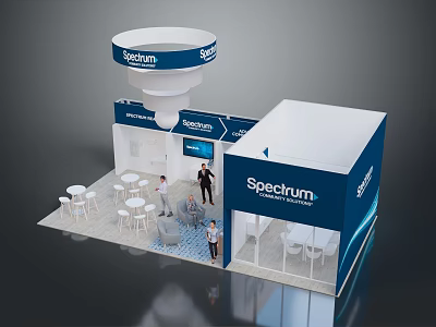 Custom Spectrum Brand Trade Show Exhibition Booth Design With Comfortable Lounge Area And Display Space 3d model