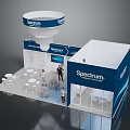 Custom Spectrum Brand Trade Show Exhibition Booth Design With Comfortable Lounge Area And Display Space