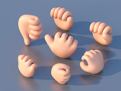 Cartoon Hand Figurines With Various Gestures For Home Decorative Use 3d model