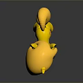 Yellow Cartoon Pony Toy With Long Hair Horn And Shiny Reflection