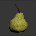 Fresh Yellow Speckled Pear With Brown Stem On Dark Background Shiny Surface 3d model