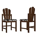 Wooden Dining Chairs With Slat Back And Cow Print Upholstered Seats
