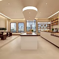Spacious Dessert Shop Interior With Display Cases Shelves And Fresh Dessert Displays