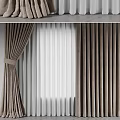Beige Velvet Curtains With Pleated Design And Sheer White Panels For Window Decoration