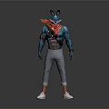 Anthropomorphic Rabbit Character In Blue Top Red Scarf Gray Pants And White Shoes