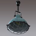 Blue Cracked Texture Pendant Light With Black Metal Suspension And Cage Base