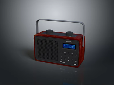 Red Mini PC with Handle Control Knobs Display Screen and Sound Buttons 3d model