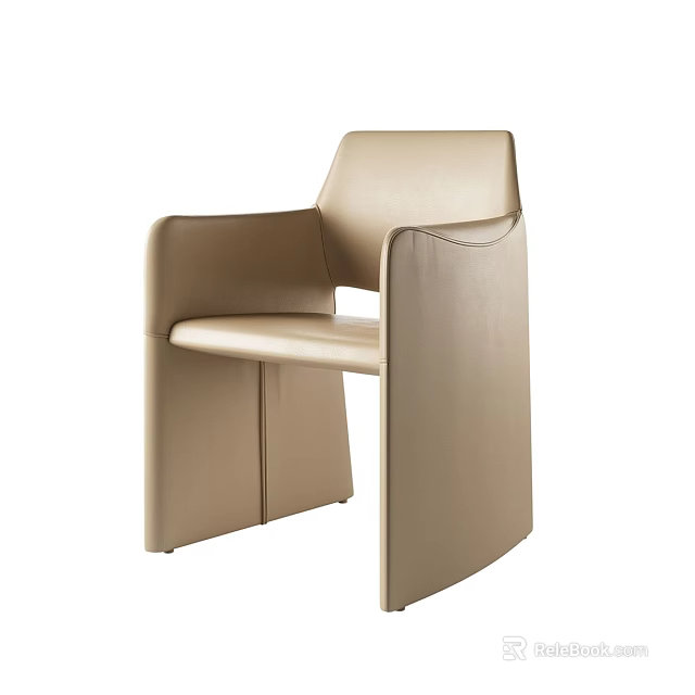 Modern Beige Leather Armchair With Sleek Minimalist Design And Smooth Lines 3d model 