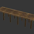 Long Wooden Bench With Natural Texture And Multiple Legs Simple Design Furniture