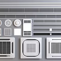 Diverse Collection of Air Conditioner Vents Featuring Linear Circular and Square Grille Designs
