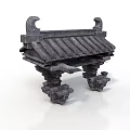 Traditional Chinese Architectural Structure With Curved Eaves Stone Tile Roof And Bracket Supports