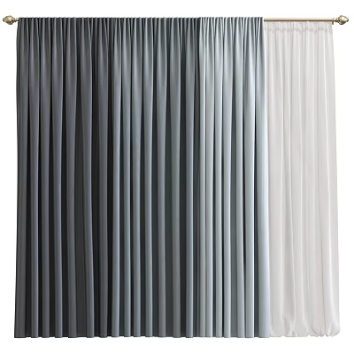 Soft Flowing Gradient Curtains In Gray Light Blue And White Tones 3d model