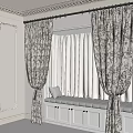 Patterned Curtains With White Sheer And Window Sill In Cozy Interior
