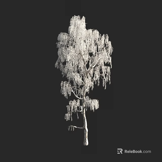 Snow Covered Arbor With Ice Laden Hanging Branches Against Dark Background 3d model 