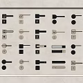 Various Door Handles With Different Metal Designs And Finishes On