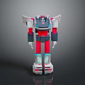 Winged Robot Action Figure With Red White Blue Gray Colors And Standing Pose