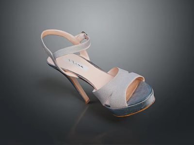 Stylish Women's High Heel Sandals With Cross Strap And Open Toe Design 3d model