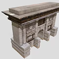 Classical Stone Architecture Structure With Archway Columns And Decorative Carvings 3d model