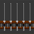 Orange Sturdy Rack With Neatly Arranged White Long Rods And Black Spiral Bases