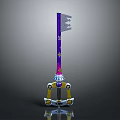 Purple Star Patterned Decorative Key Shaped Daily Life Accessory With Yellow Silver Base