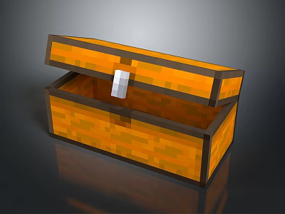 Orange Wooden Storage Box With Open Lid For Household Organizing And Storage 3d model