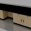 Modern Bar Counter With Stone Wall Panel And LED Strip Lighting On Reflective Floor 3d model