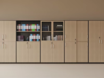 Light Wood Cabinet With Open Shelves For Books And Document Storage 3d model