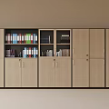 Light Wood Cabinet With Open Shelves For Books And Document Storage