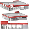 Cynep Market Storefront Exterior With Red Roof Glass Windows And Multiple Perspectives